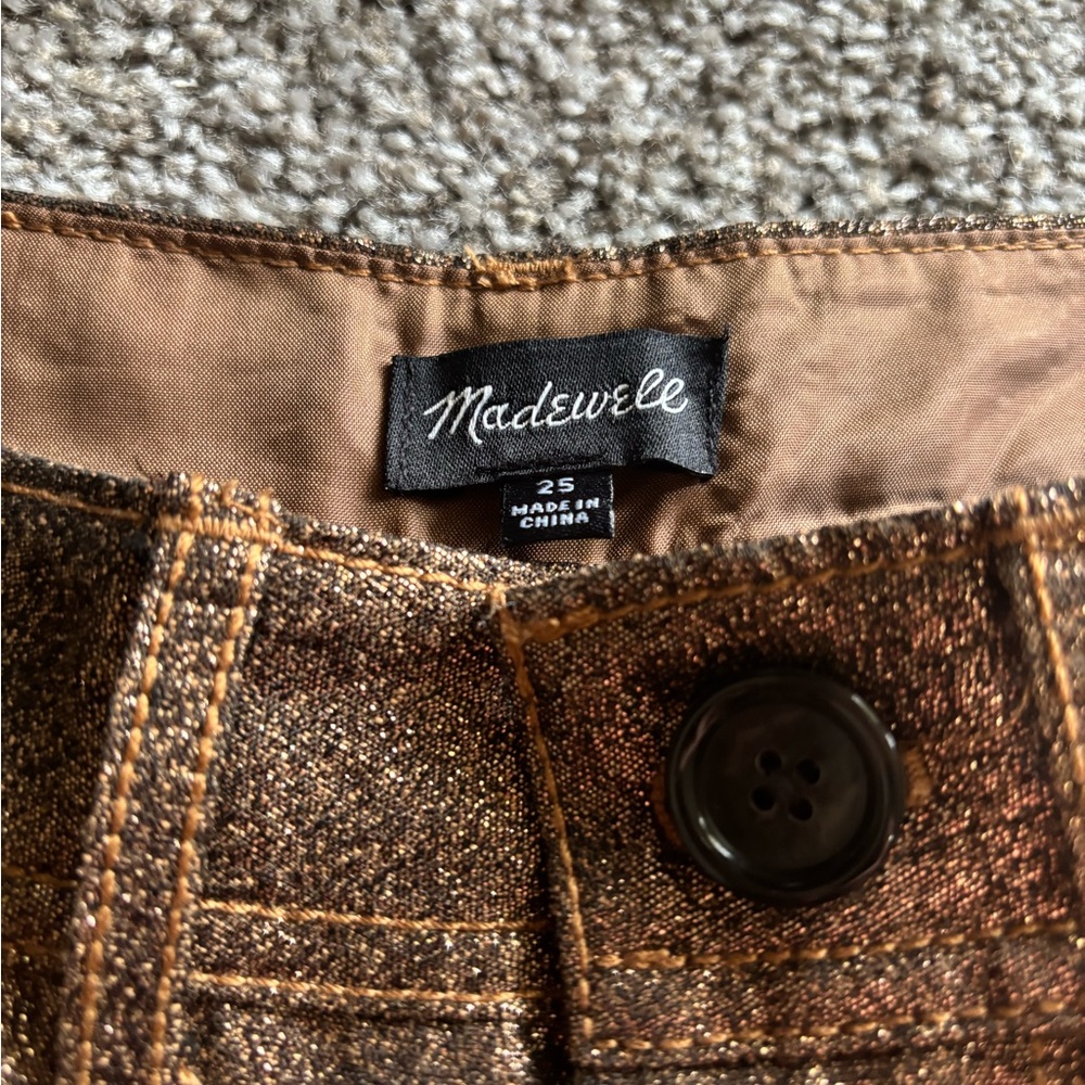 Madewell Metallic Bronze Cropped Pants - Picture 4 of 8